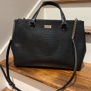 Black Croc-Embossed Kate Spade